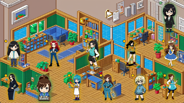 記事のサムネイル：ドット絵オフィスにAIエージェントのキャラクターが並んだ画面